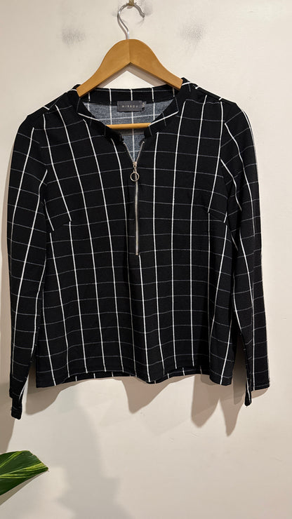 Mirrou Size XL Grid Check Zip Front Top