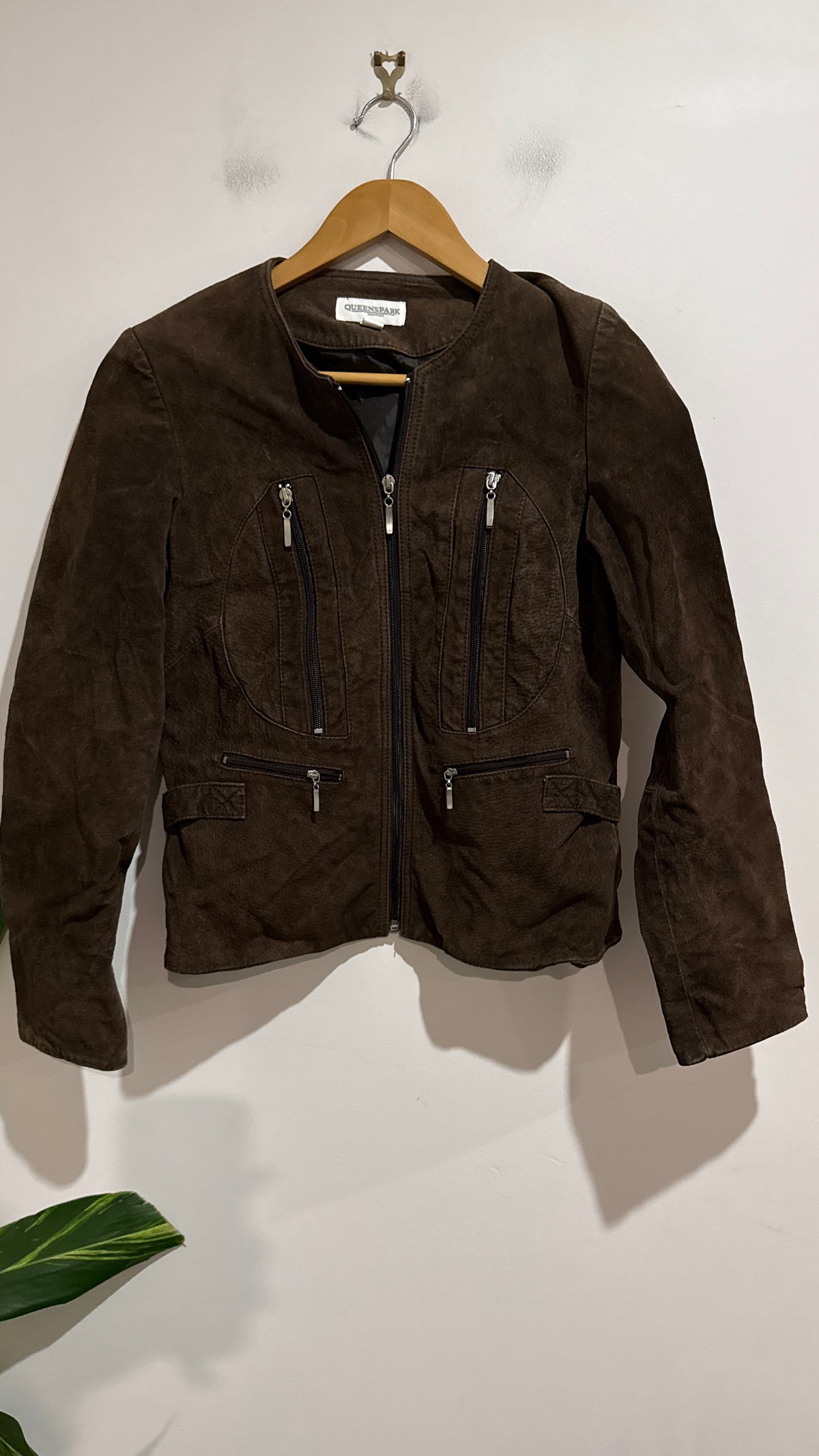 Queenspark Size 8 Suede Leather Jacket