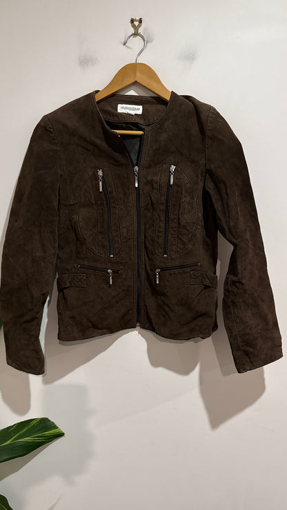 Queenspark Size 8 Suede Leather Jacket