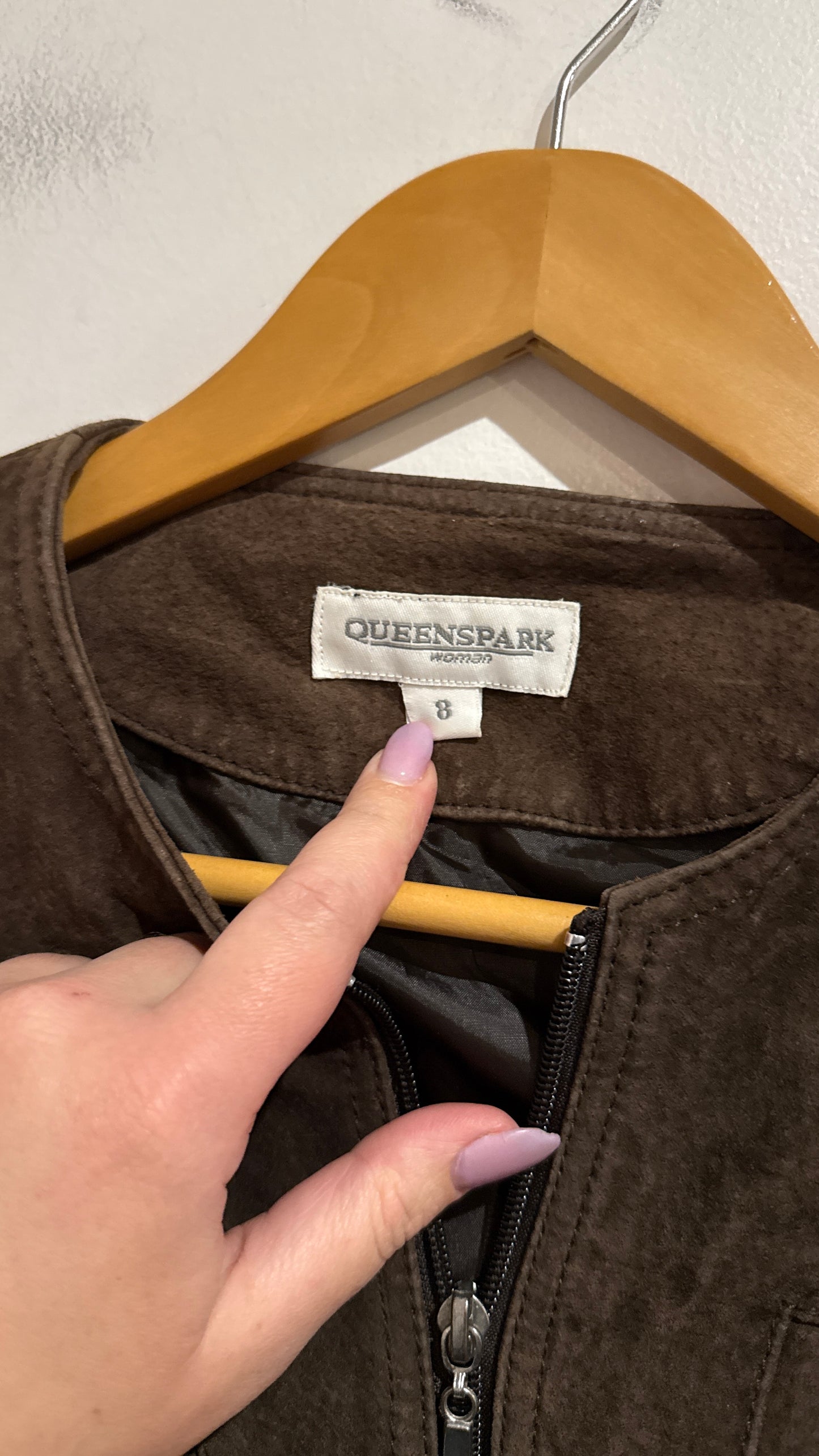 Queenspark Size 8 Suede Leather Jacket