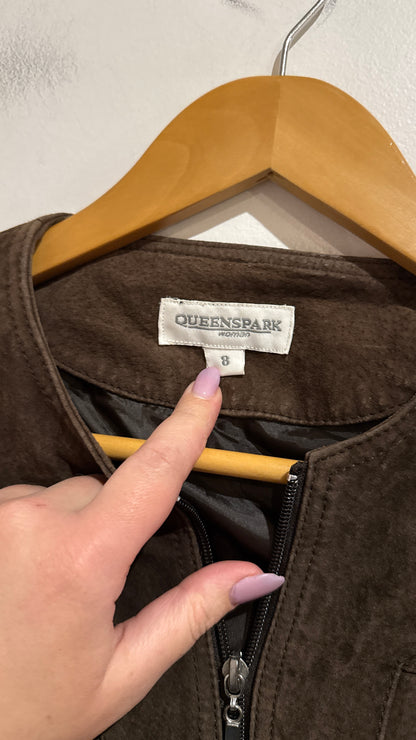 Queenspark Size 8 Suede Leather Jacket