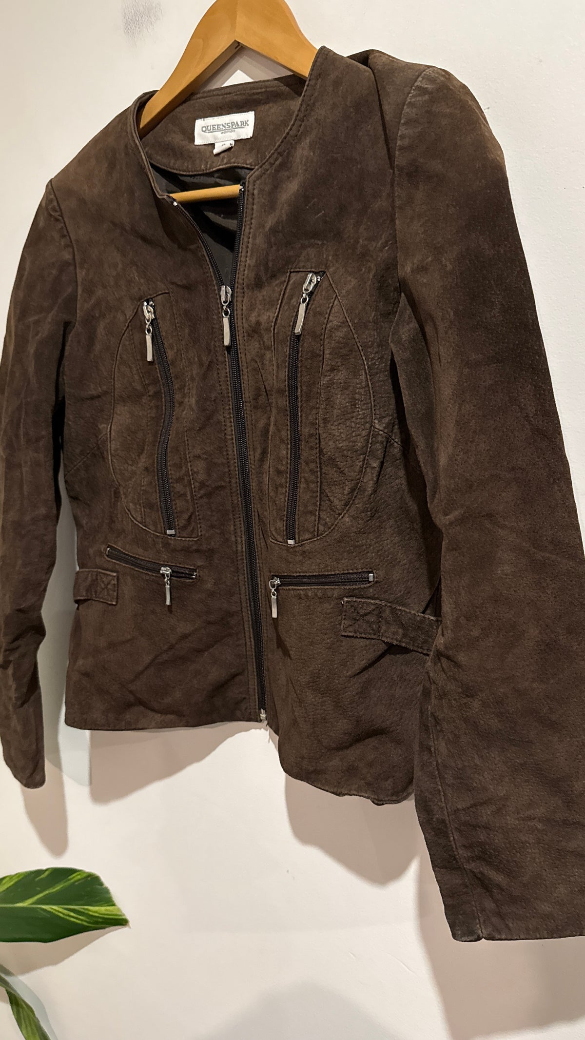 Queenspark Size 8 Suede Leather Jacket
