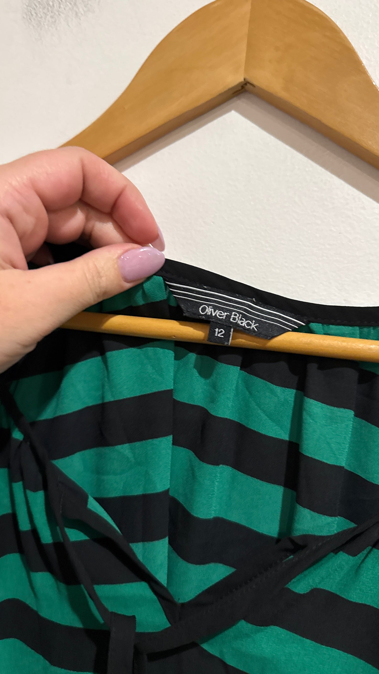 Oliver Black Size 12 Striped Tie Front Top