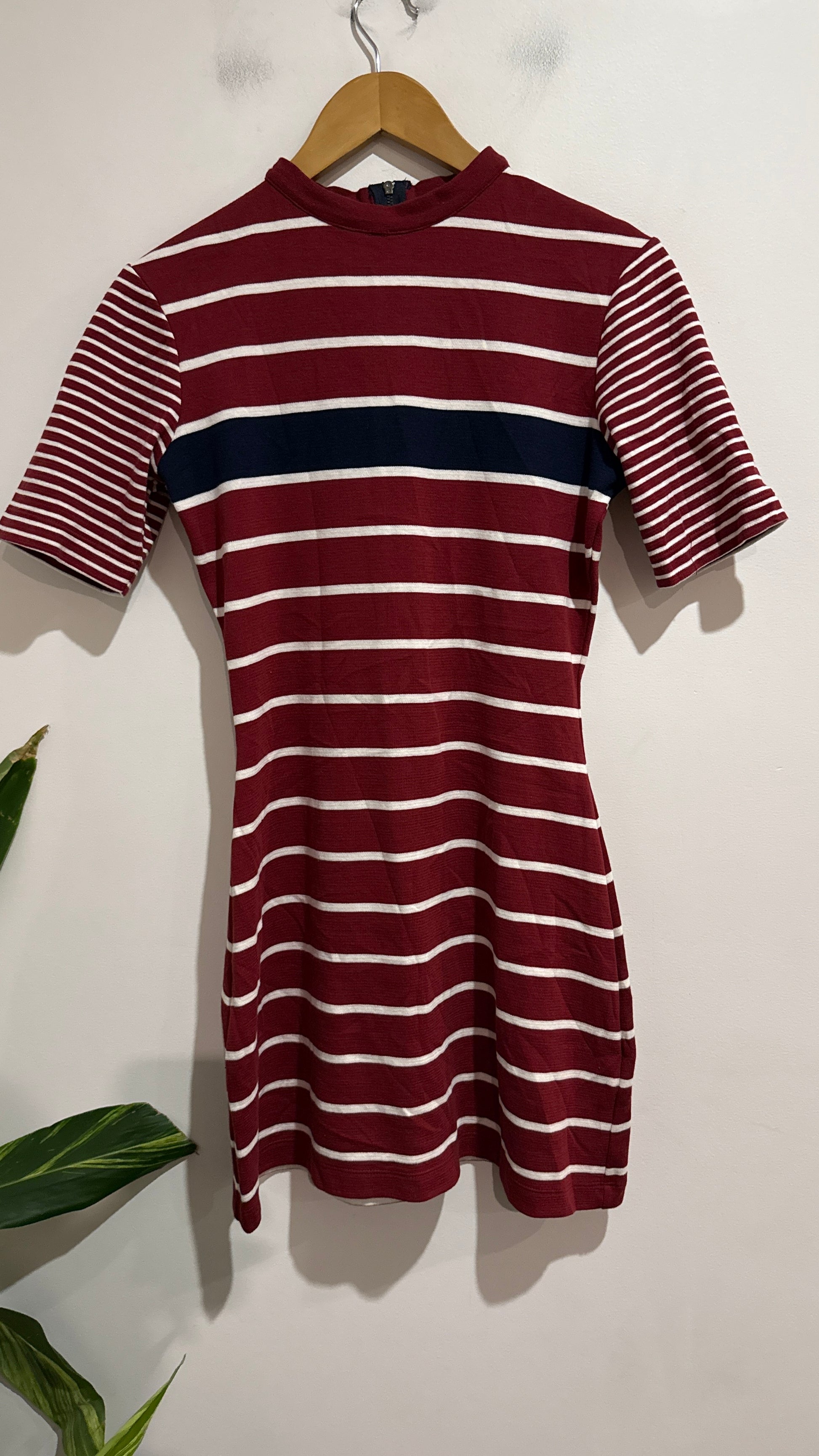 Blued Size L | U/Arm to U/Arm 45cm Striped Mock Neck Dress