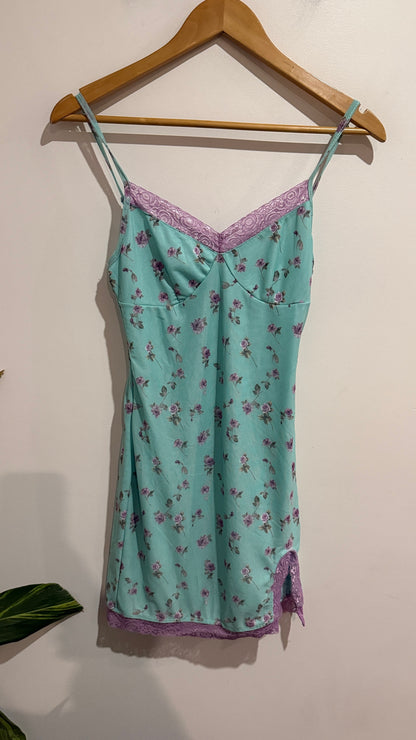 SHEIN Size S Floral Print Lace Trim Slip Dress