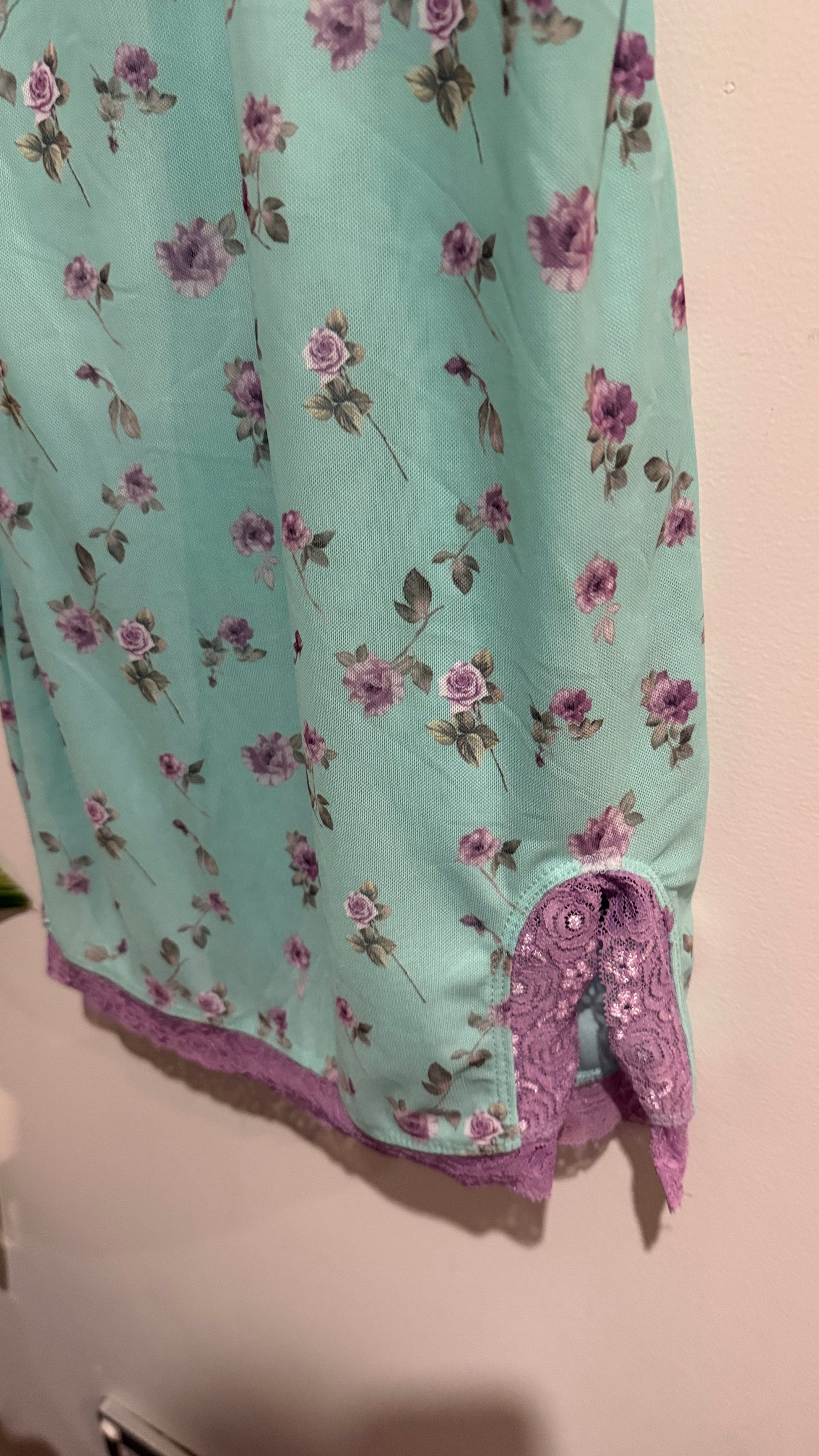 SHEIN Size S Floral Print Lace Trim Slip Dress