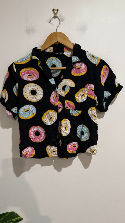 Jay Jays Size XS Donut Print Button Up Shirt