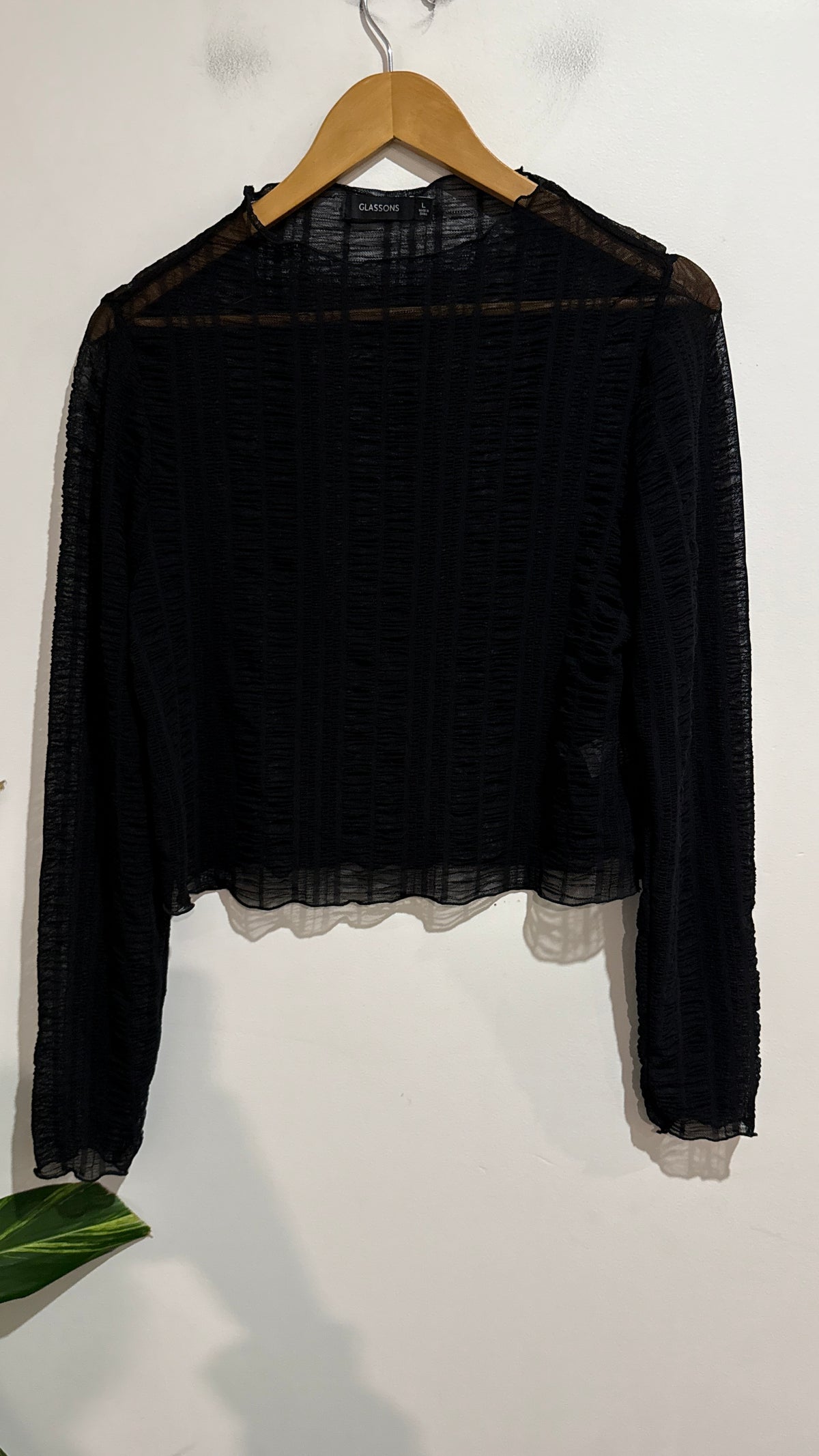 Brand; Glassons Sheer Textured Crop Top Size L