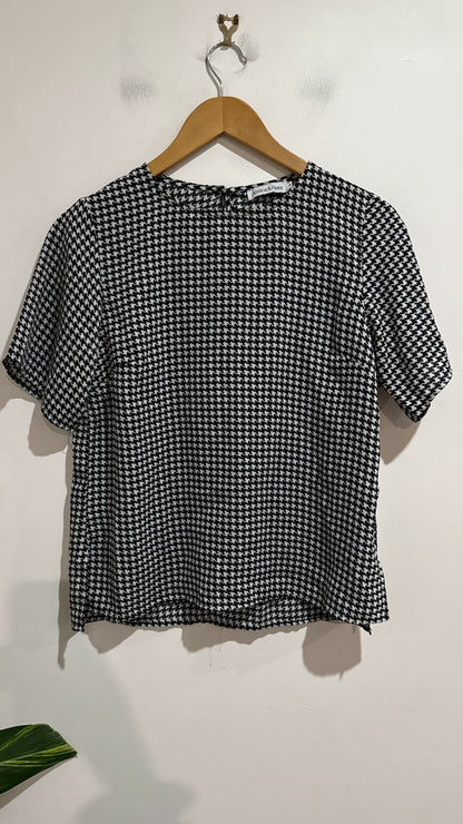 Atmos & Here Houndstooth Short-sleeve Top Size 8