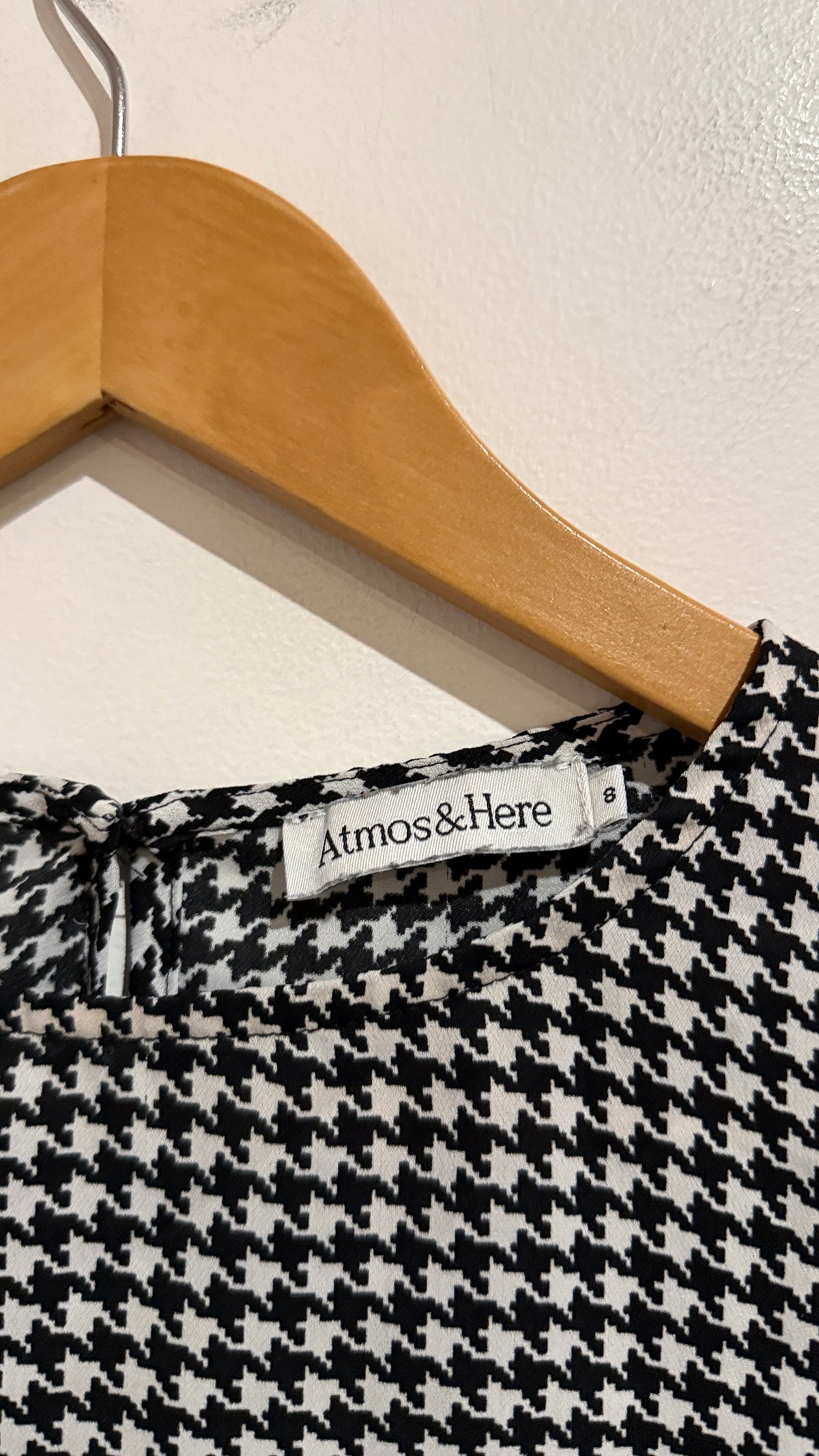Atmos & Here Houndstooth Short-sleeve Top Size 8