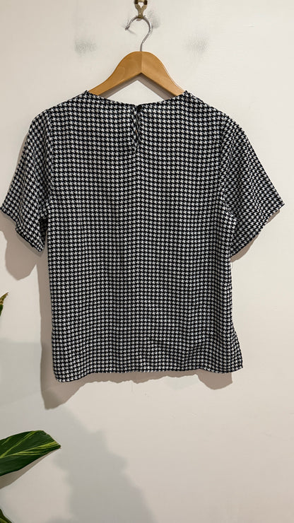 Atmos & Here Houndstooth Short-sleeve Top Size 8