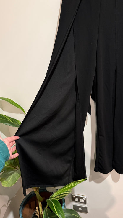 Boohoo Size UK 10 Wide Leg Tie Belt Pants