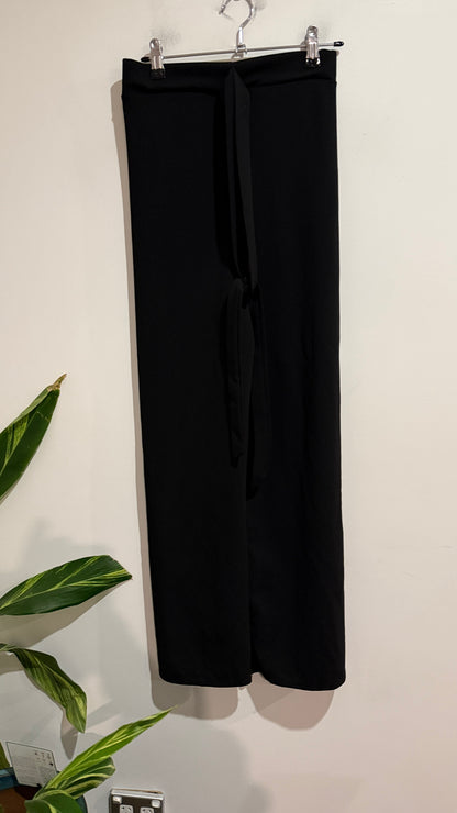 Boohoo Size UK 10 Wide Leg Tie Belt Pants
