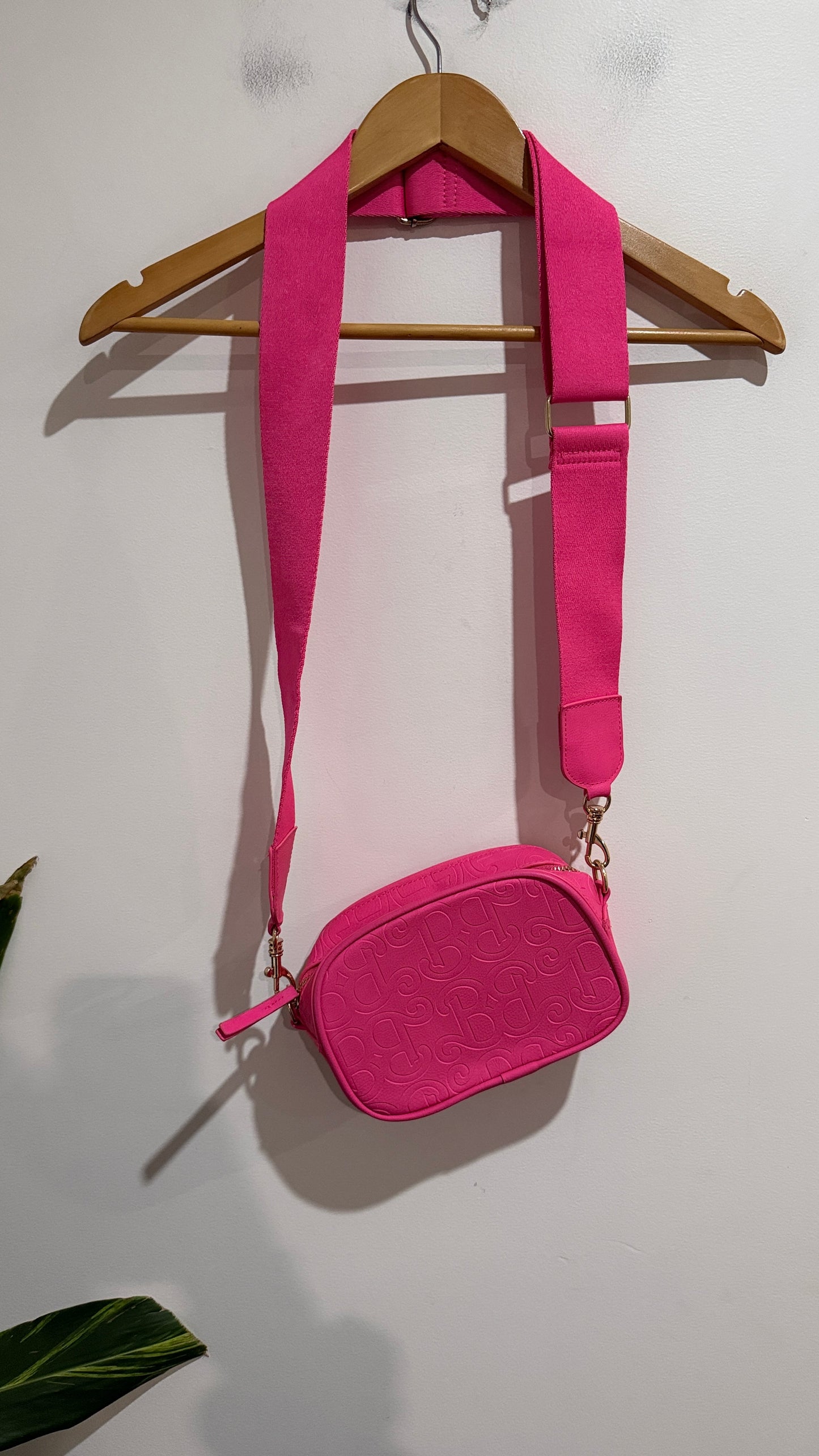 Hot Pink Embossed Crossbody Bag