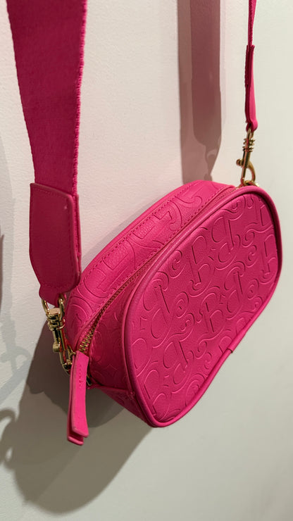Hot Pink Embossed Crossbody Bag