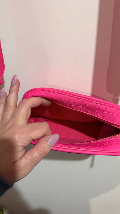 Hot Pink Embossed Crossbody Bag