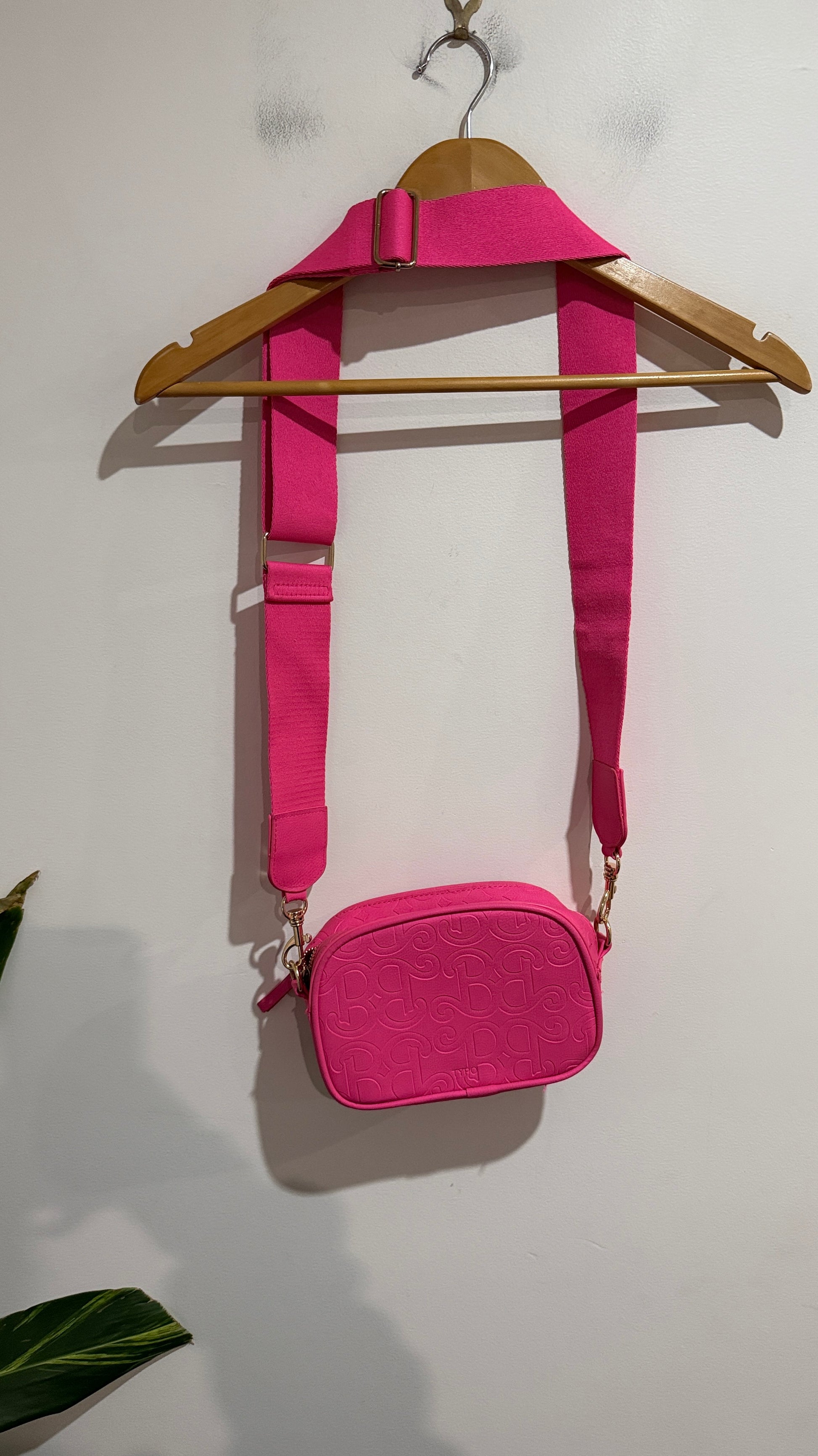Hot Pink Embossed Crossbody Bag