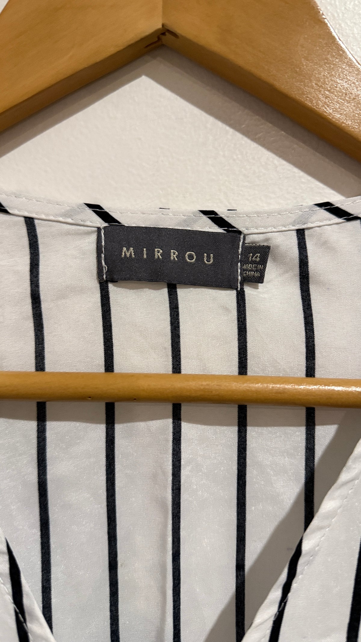 Mirrou Size 14 Pinstripe Wrap Top