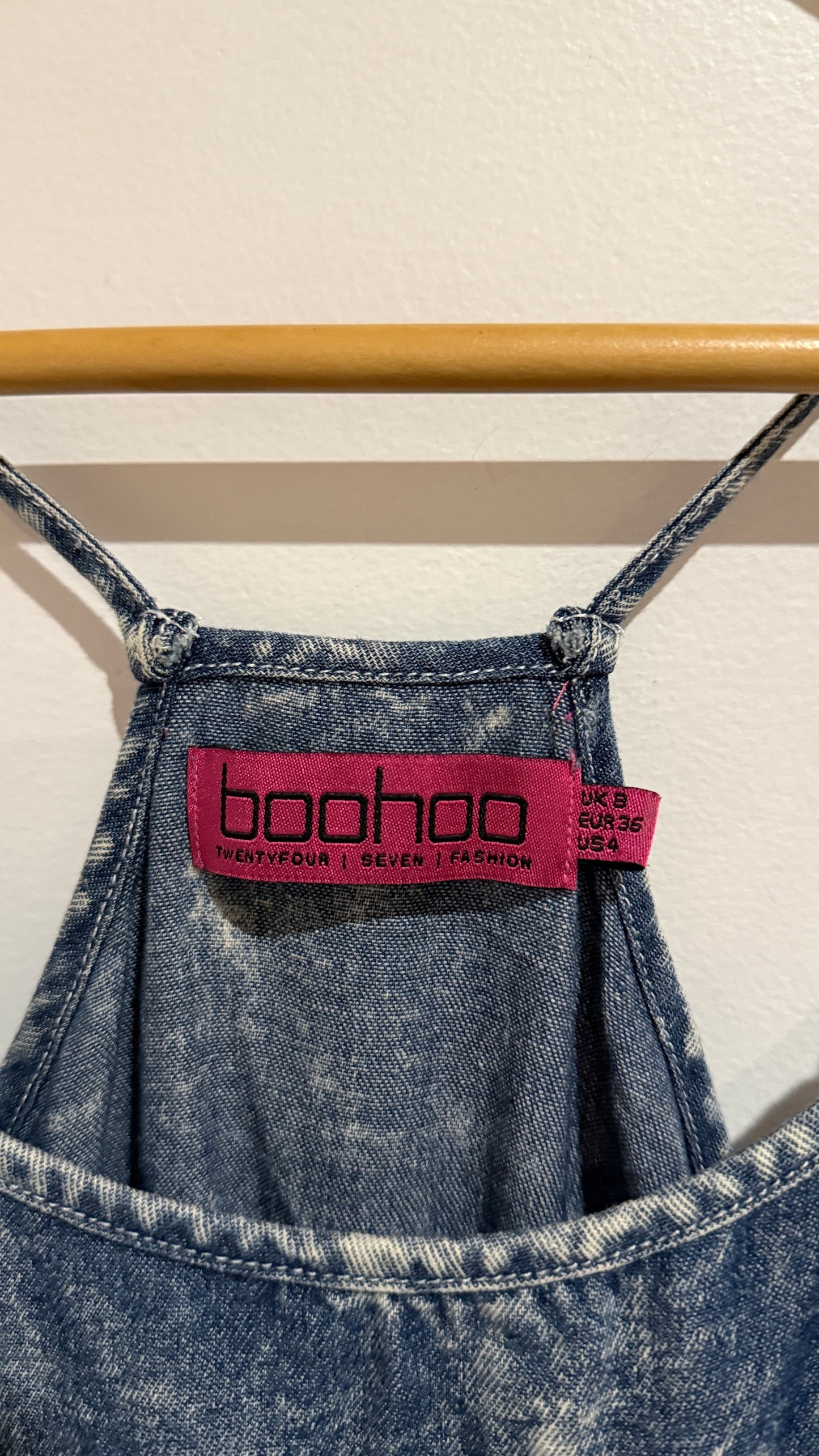 Boohoo Size UK 8 Acid Wash Denim Playsuit