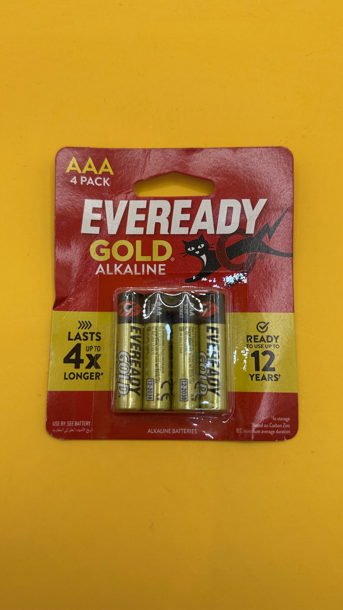 Eveready Gold AAA Alkaline Batteries 4 Pack