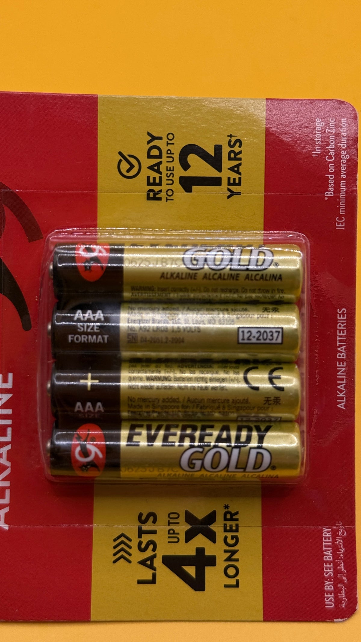 Eveready Gold AAA Alkaline Batteries 4 Pack