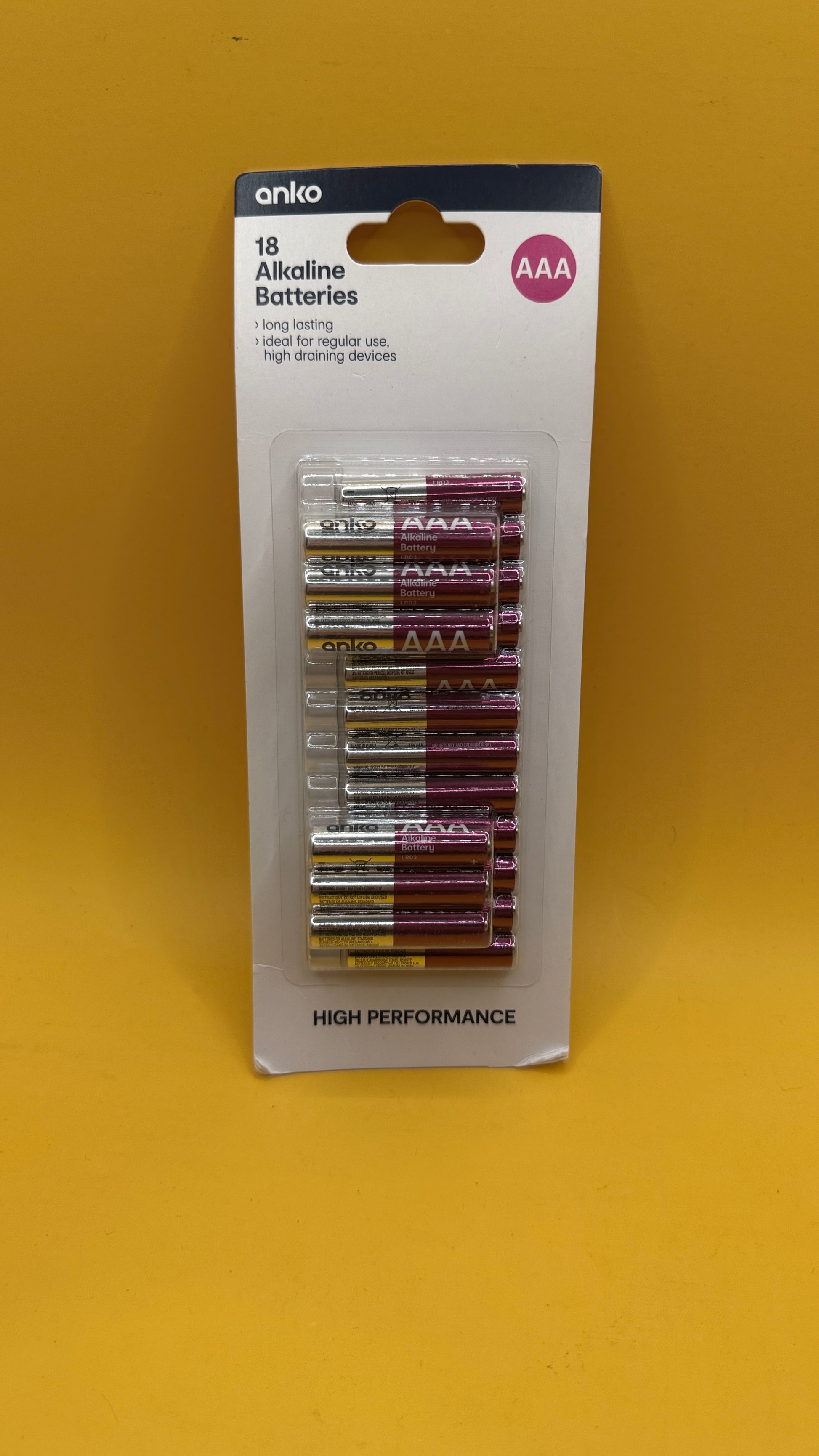 Anko AAA Alkaline Batteries 18 Pack