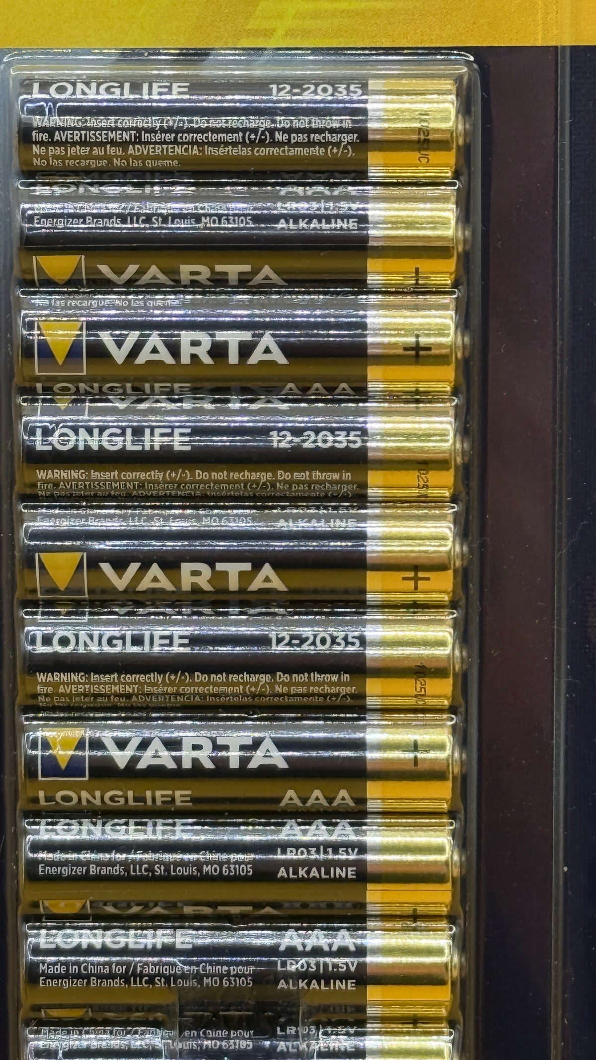 Varta Longlife Power AAA Alkaline Batteries 12 Pack