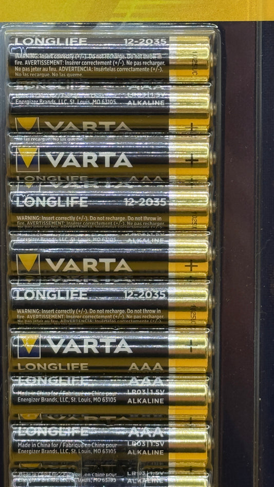 Varta Longlife Power AAA Alkaline Batteries 12 Pack