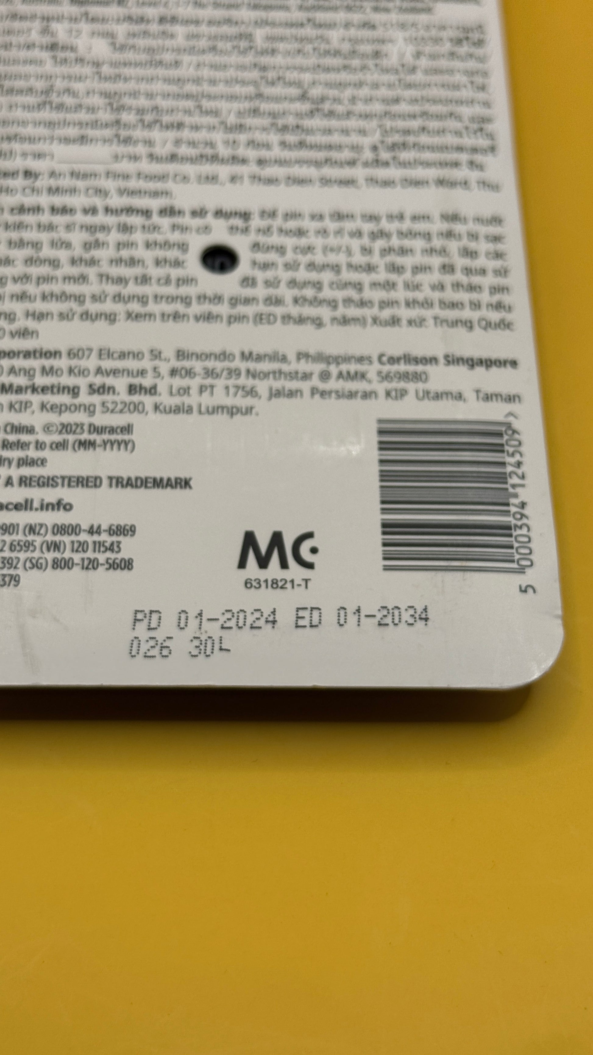 Duracell AAA Alkaline Batteries 10 Pack