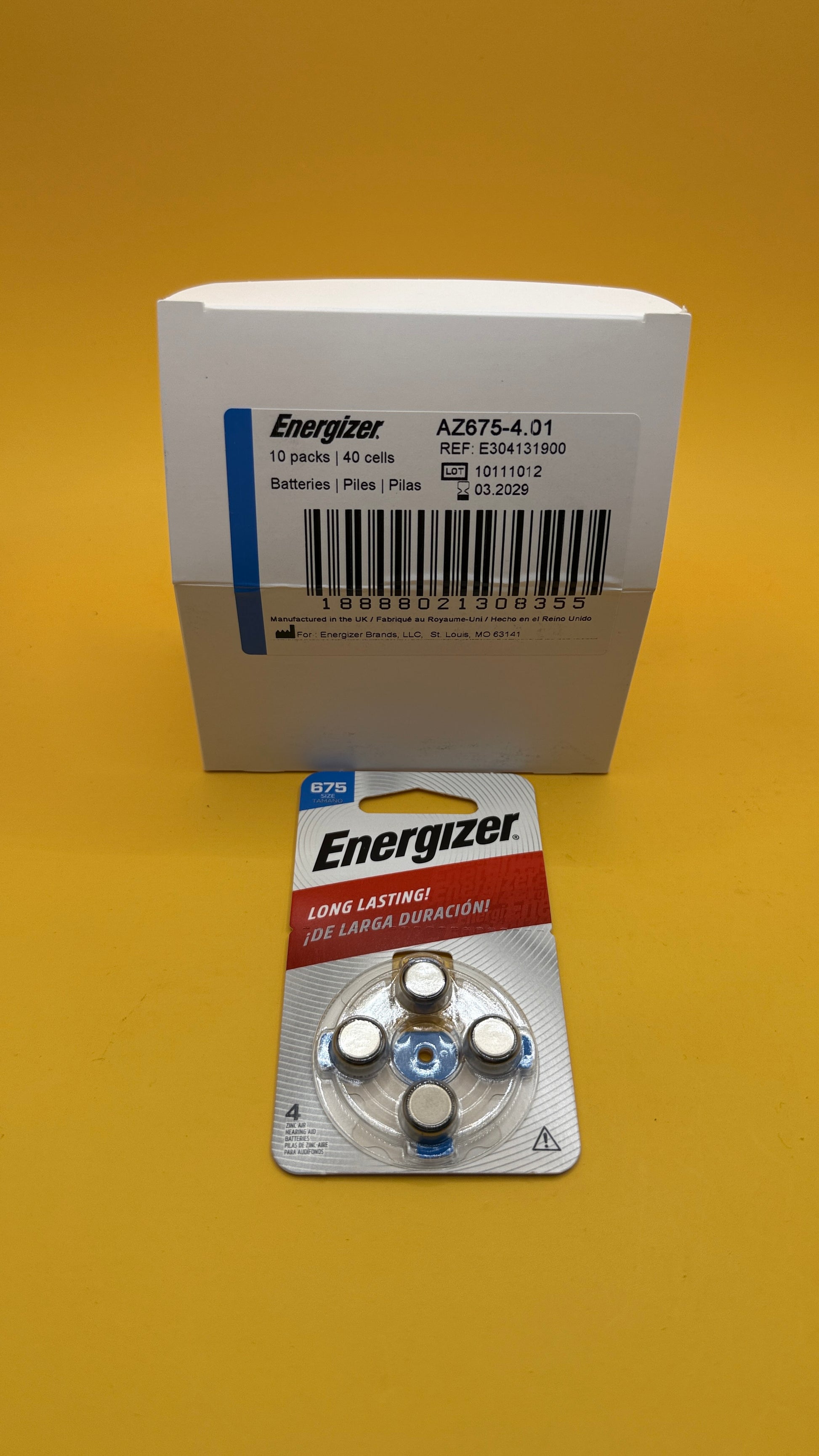 10 Packs of Energizer 675 Zinc-Air Hearing Aid Batteries 4 Pack