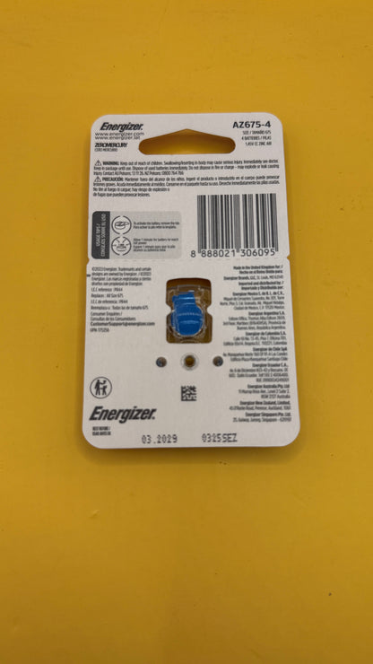 Energizer 675 Zinc-Air Hearing Aid Batteries 4 Pack