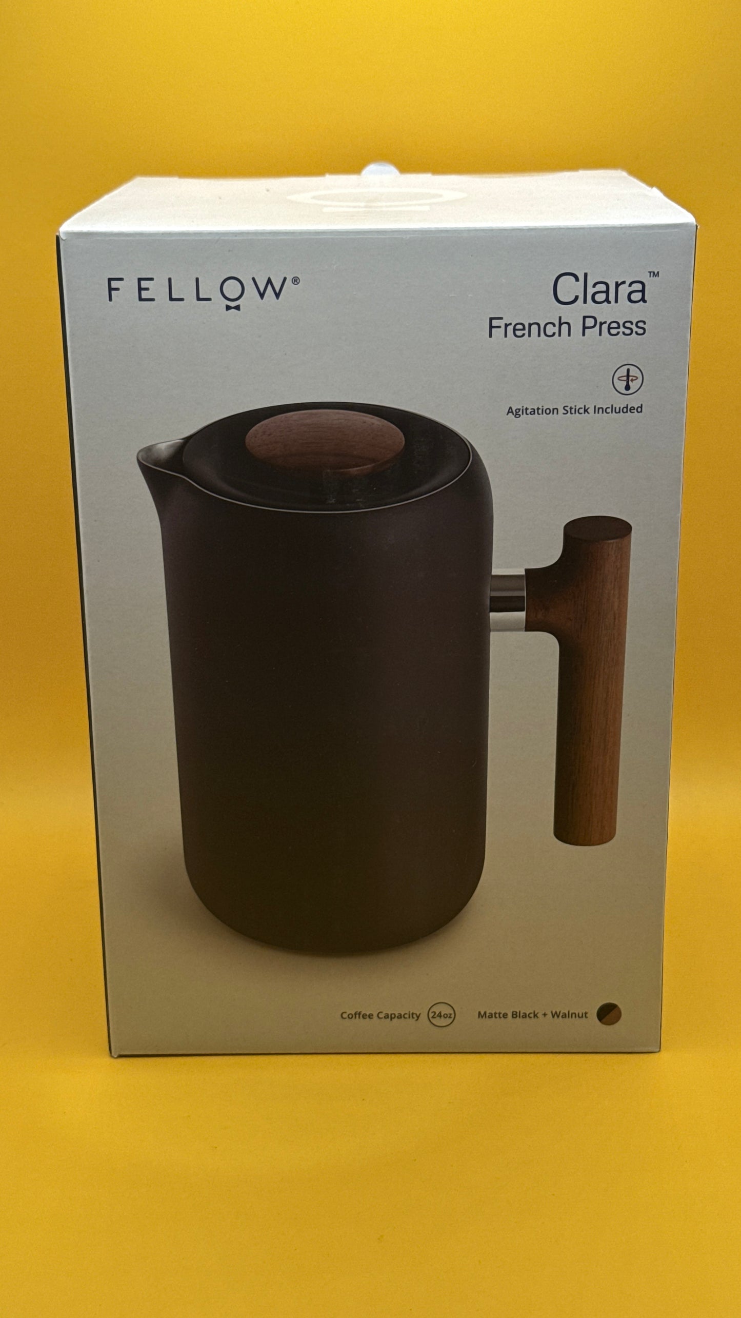 Fellow Clara French Press Matte Black with Walnut 24oz