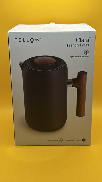 Fellow Clara French Press Matte Black with Walnut 24oz