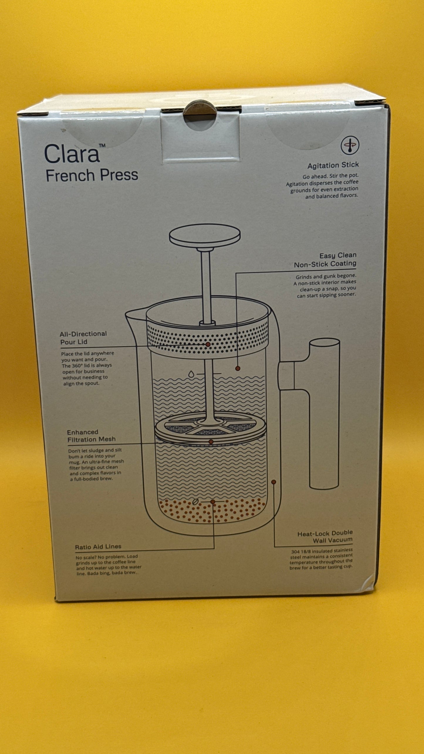Fellow Clara French Press Matte Black with Walnut 24oz