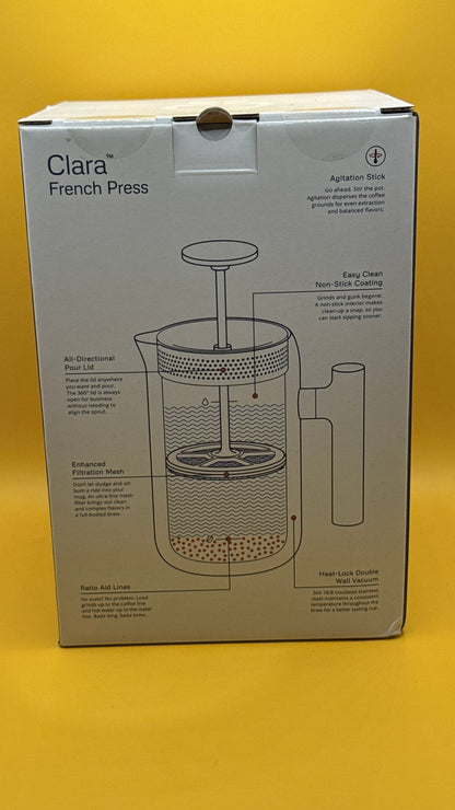Fellow Clara French Press Matte Black with Walnut 24oz