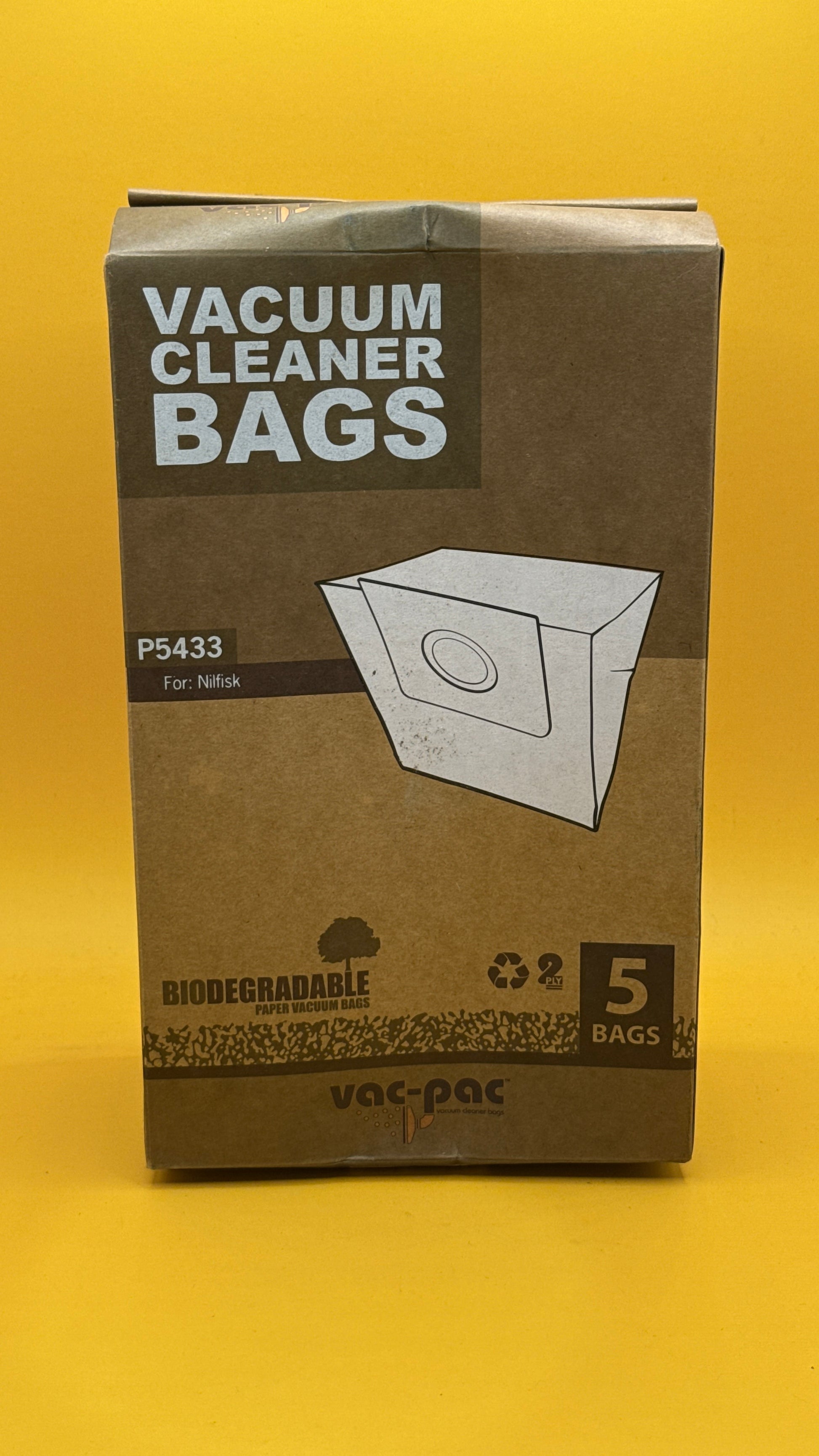 Vac-Pac P5433 Nilfisk Biodegradable Vacuum Bags 5 Pack