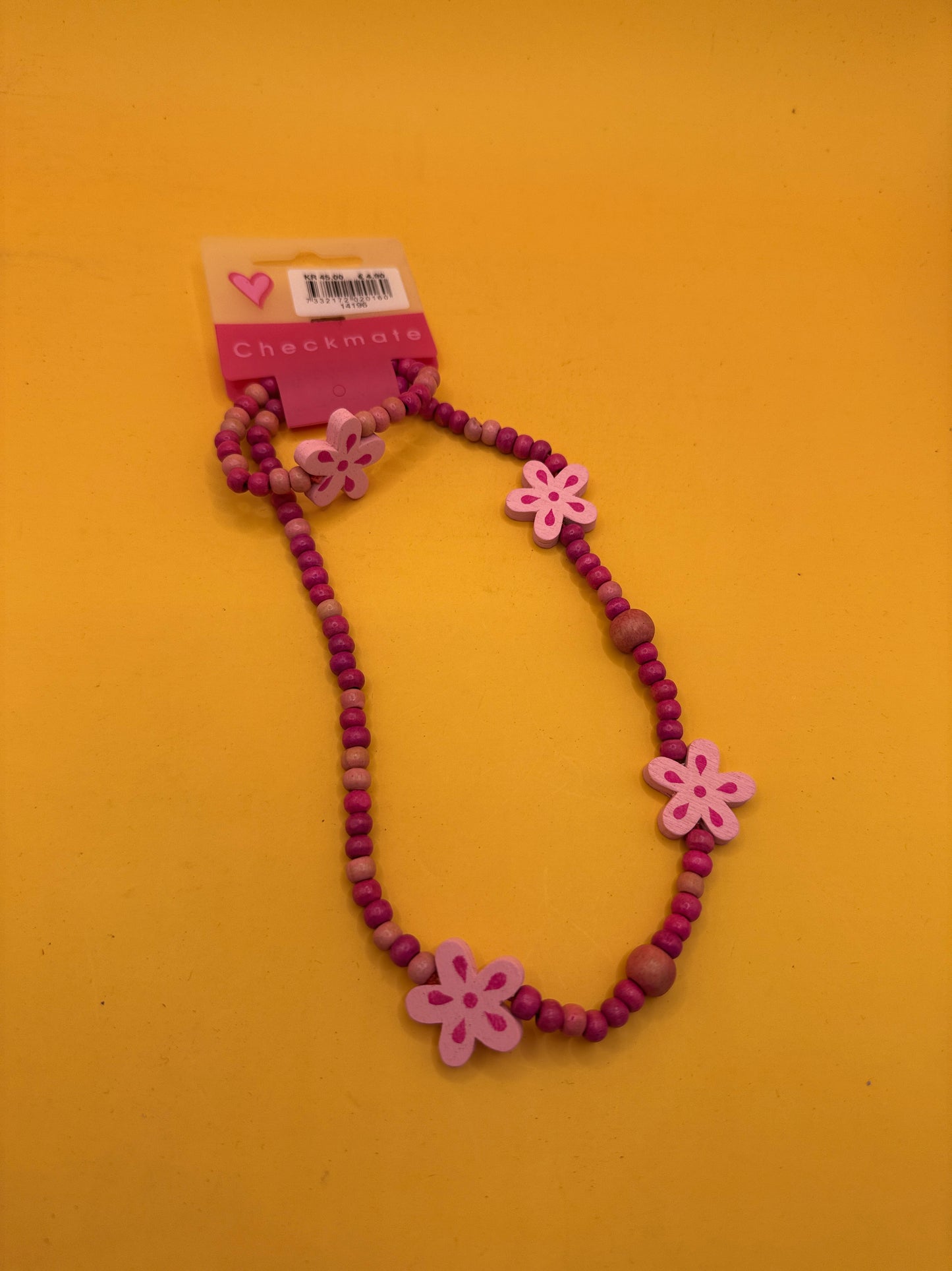 Girls Light Pink Wooden Flower Necklace and Bracelet Set
