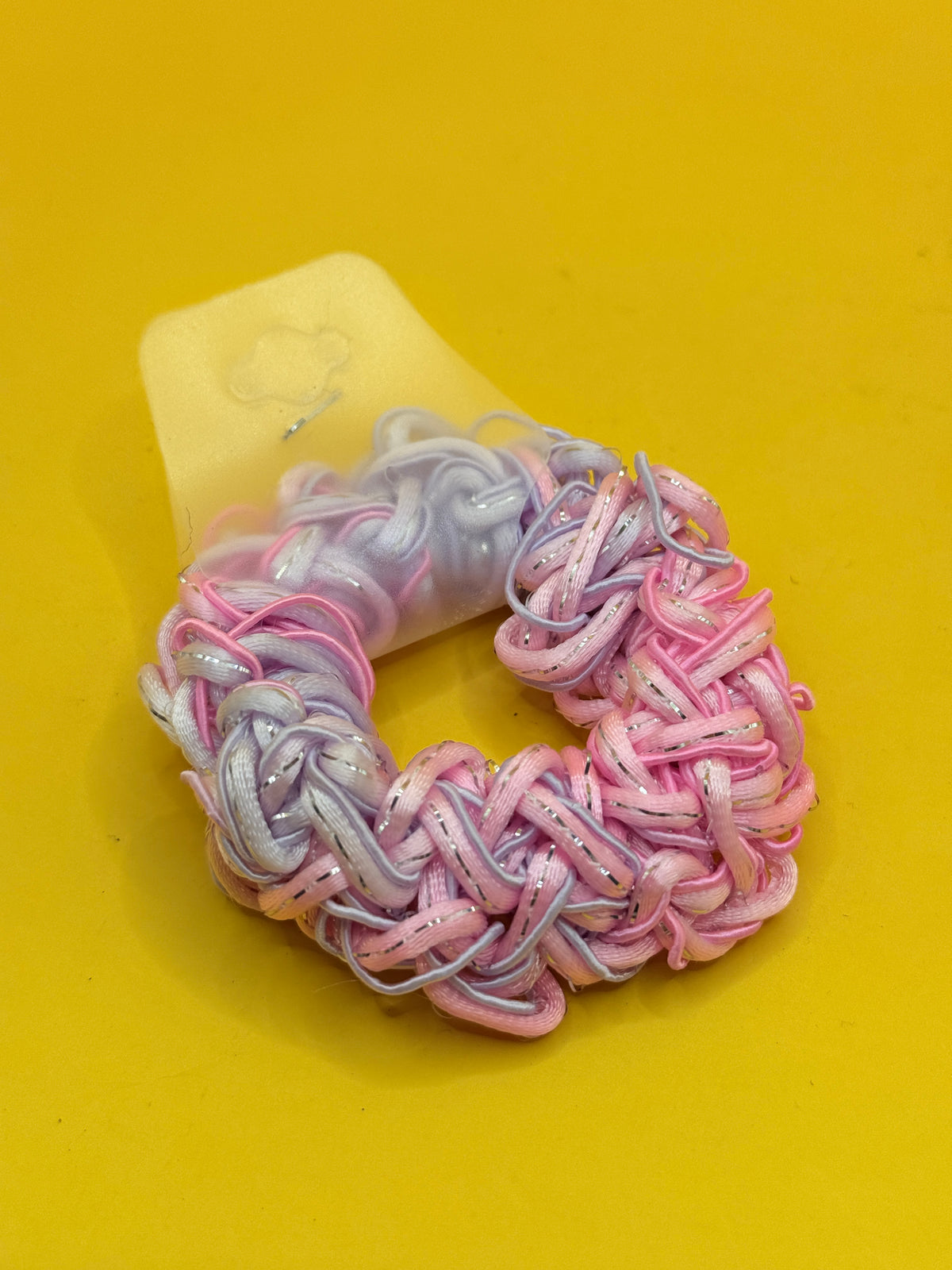 Beaded Hair Scrunchie - Pink, Lilac & White