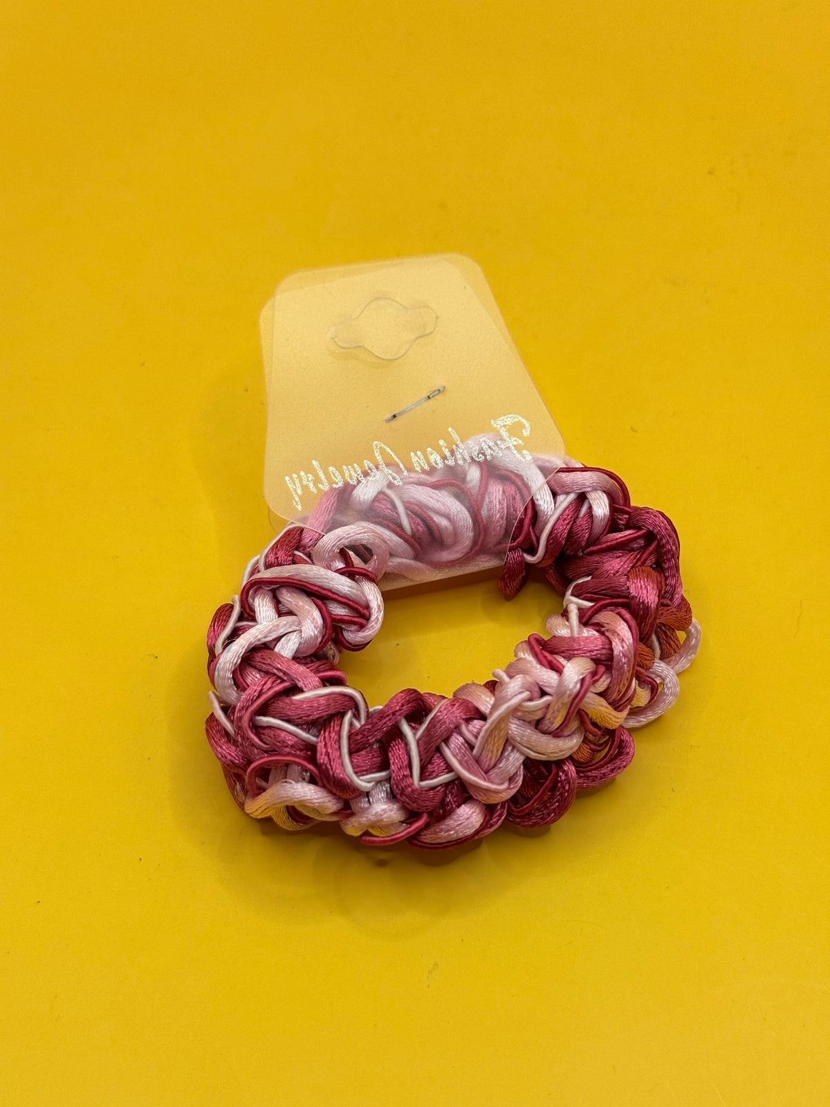 Beaded Hair Scrunchie - Burgundy, Blush & White