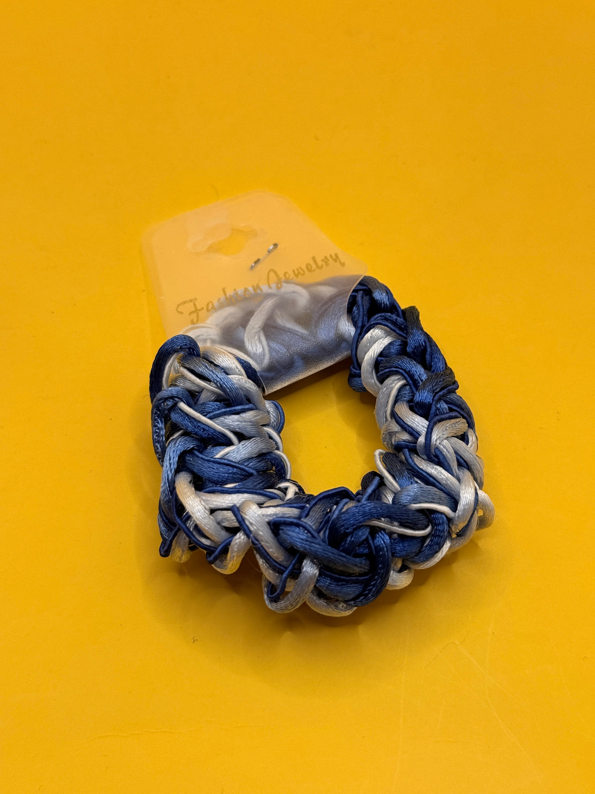 Beaded Hair Scrunchie - Blue & White