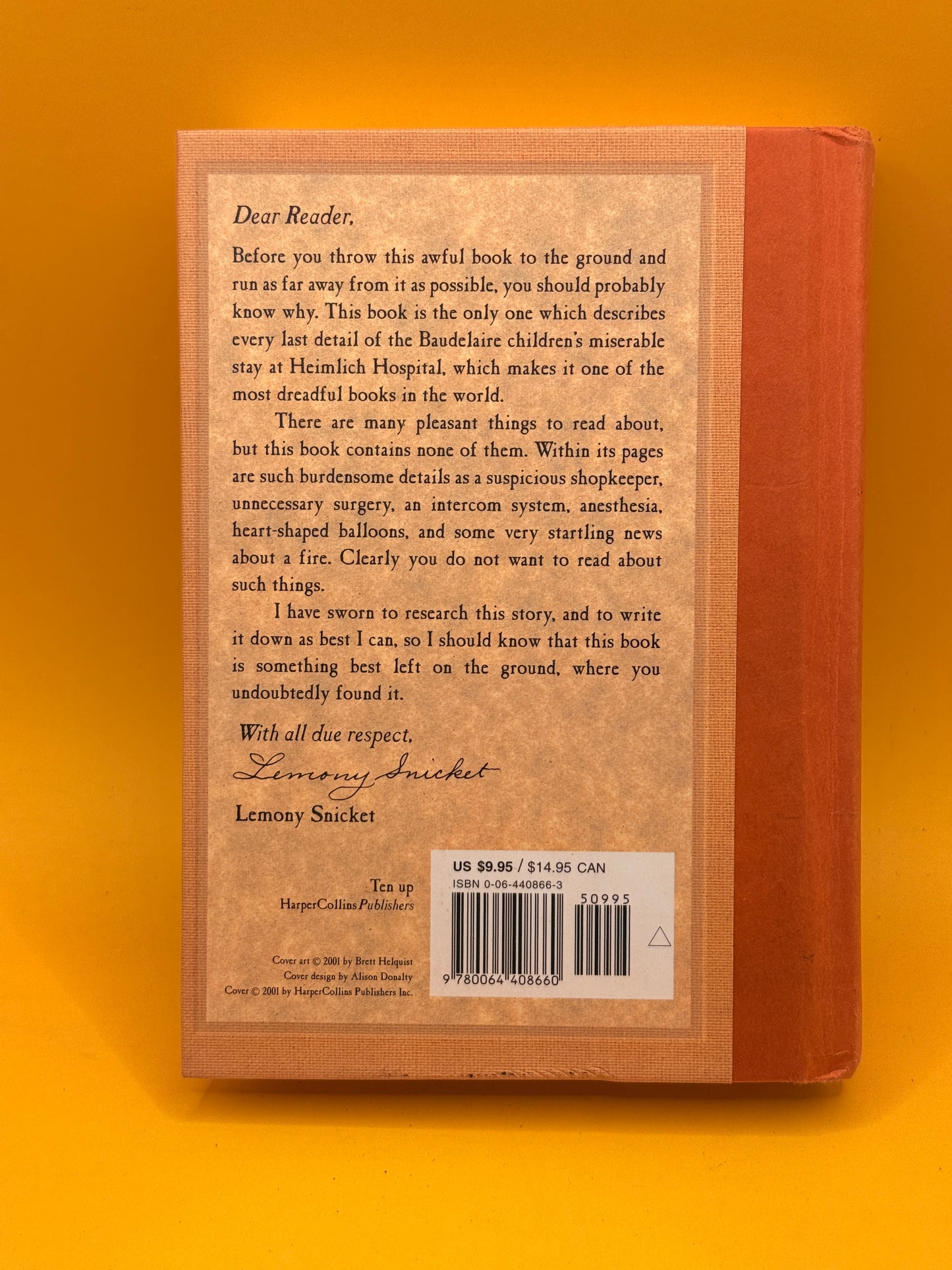 A Series of Unfortunate Events: The Hostile Hospital by Lemony Snicket (First Ed.)