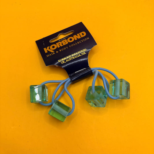 Korbond Blue Beaded Hair Ties Set of 2