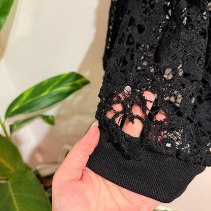 Coco & Belle Black Lace Bomber Jacket Size 2XL