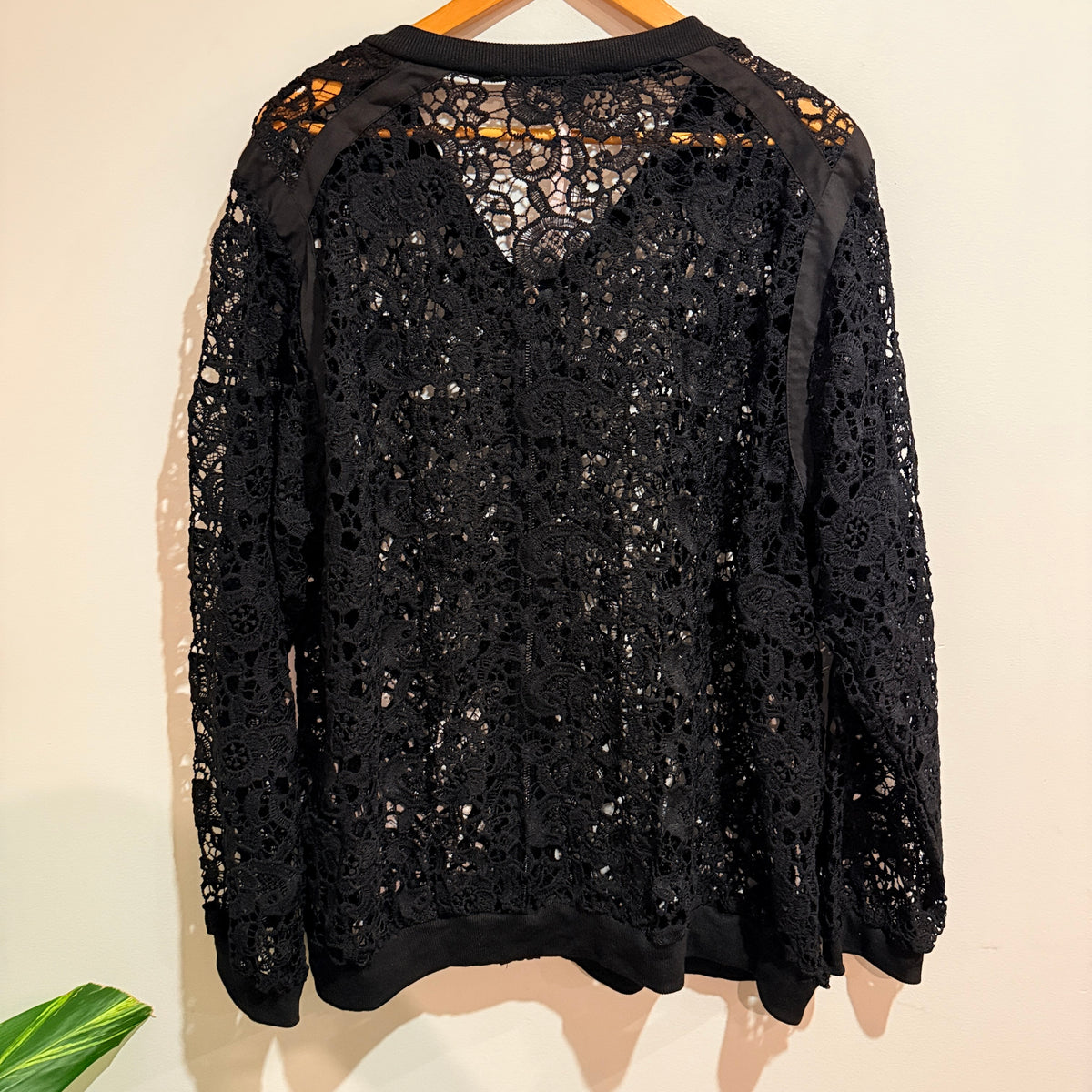 Coco & Belle Black Lace Bomber Jacket Size 2XL