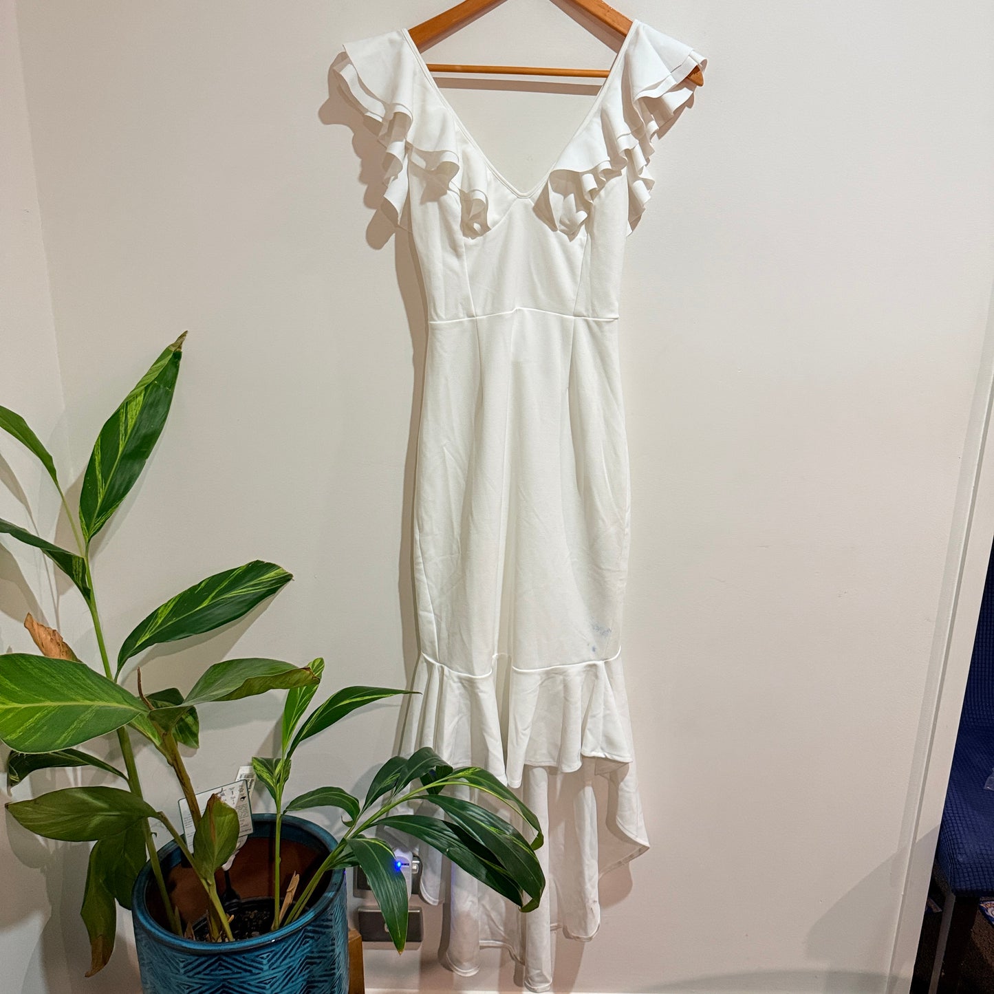 Hello Molly White Ruffle Maxi Dress Size 12
