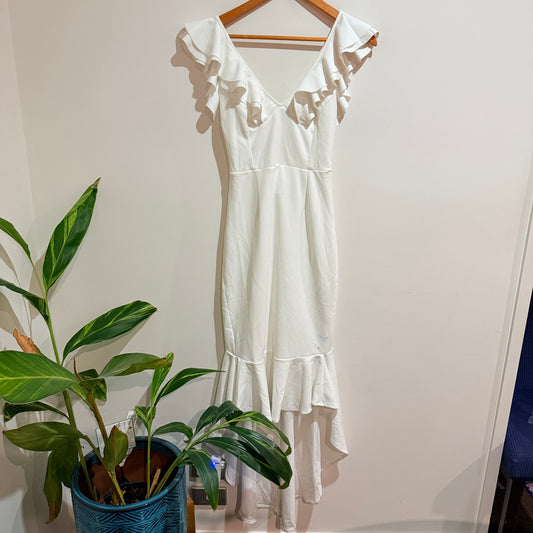 Hello Molly White Ruffle Maxi Dress Size 12