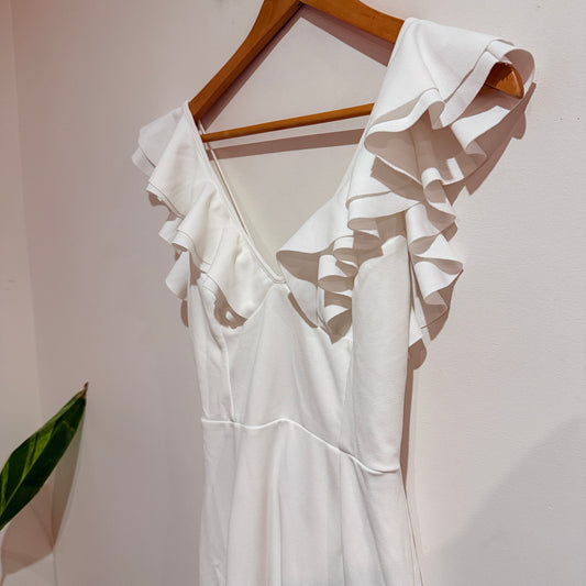 Hello Molly White Ruffle Maxi Dress Size 12