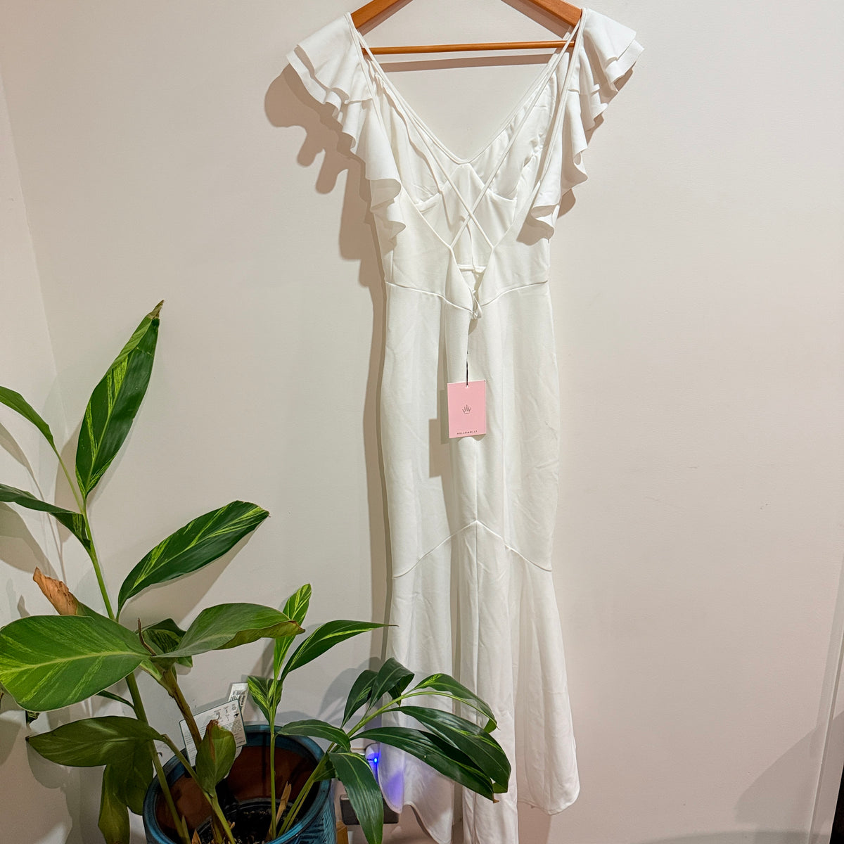 Hello Molly White Ruffle Maxi Dress Size 12