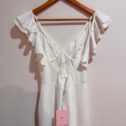 Hello Molly White Ruffle Maxi Dress Size 12