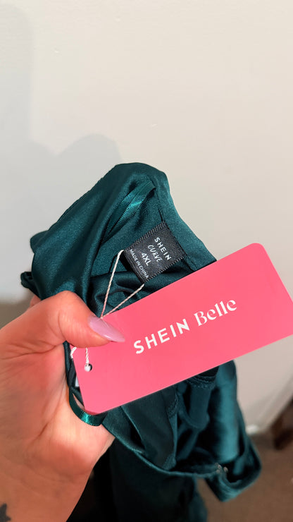 SHEIN Belle Emerald Satin Maxi Dress Size 4XL
